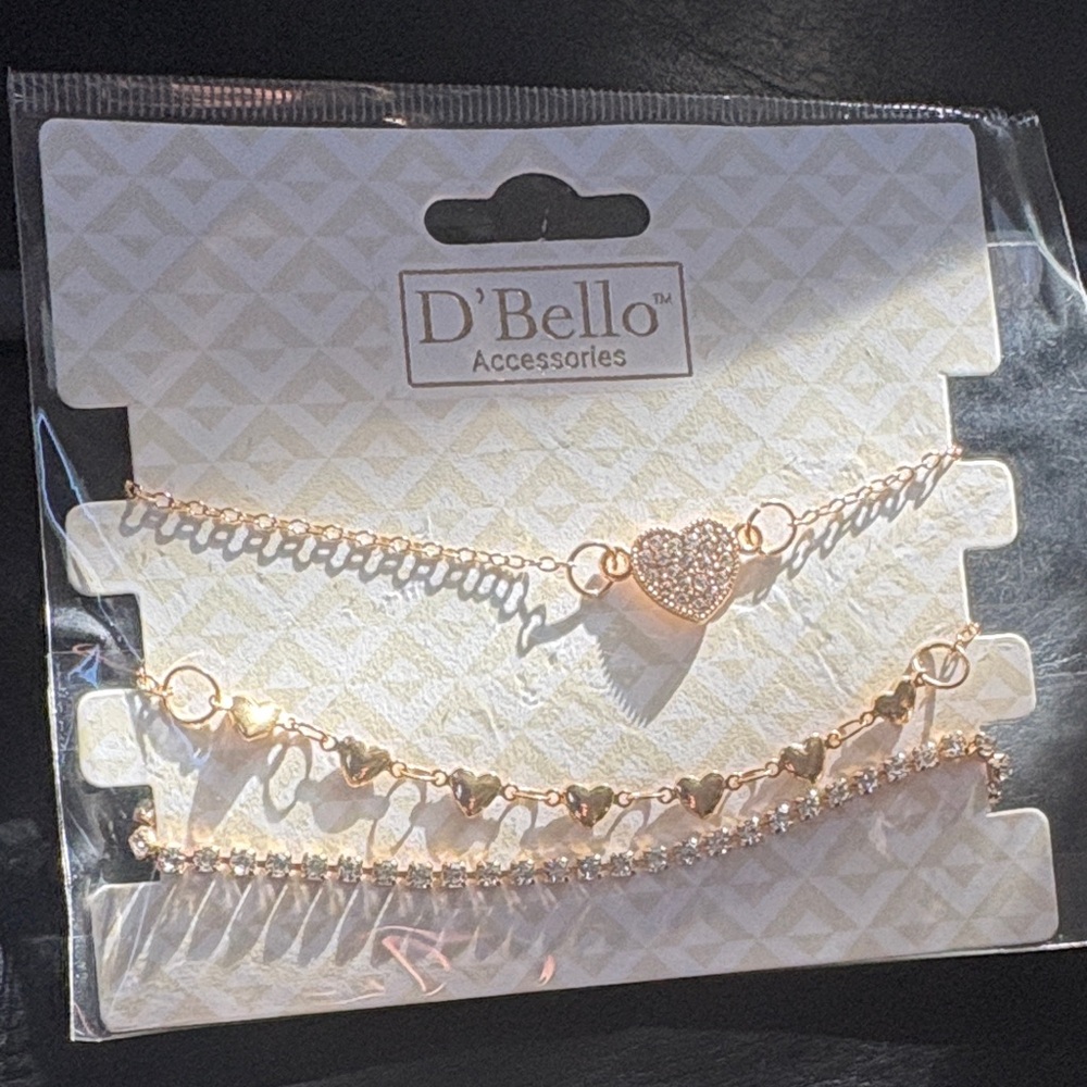 Gold Heart Bracelet Set